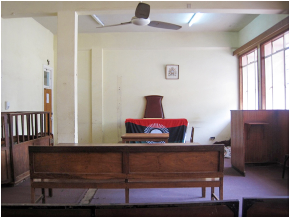 The court room at the Magistrate Court in Zomba, Malawi.