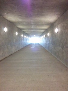 Colorado’s infrastructure is highly developed. This roomy and well-lit tunnel allows pedestrians and cyclists to cross under highways. Also, the ball of light bursting from these four walls represents the pure productive energy emanating from my cubicle.