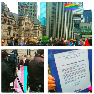 Toronto City Hall proclamation of the international day against homophobia transphobia and biphobia. 