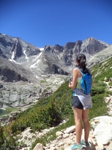 Admiring the view on the way to Chasm Lake (Photo by Laura MacLean)