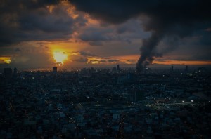 A fire in Manila Bay