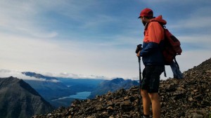 Author gazing toward the St. Elias Range (Canada's highest mountains) from the top of King's Throne, in Kluane National Park