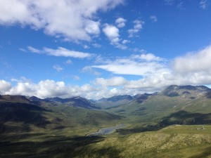 View of the North Klondike river running through Tombstone Territorial Park on the Dempster Highway north of Dawson City